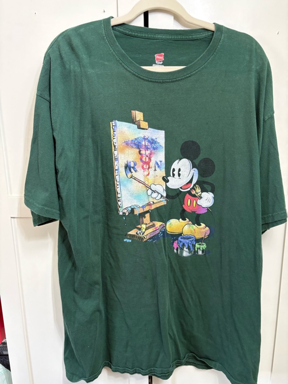 Disney Dark Green Mickey Mouse Painting Graphic Tee
